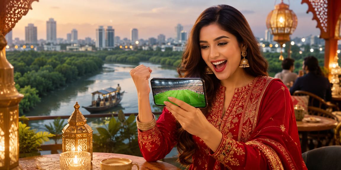 সুন্দরবন এলাকায় ঈদের সময় মোবাইলে ম্যাচ অডস দেখছেন একজন ব্যবহারকারী